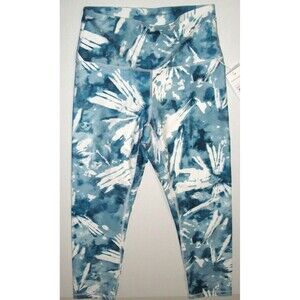 Womens S Marika Tie Dye Capri Leggings Pants New NWT Dark Teal White Balance Yog